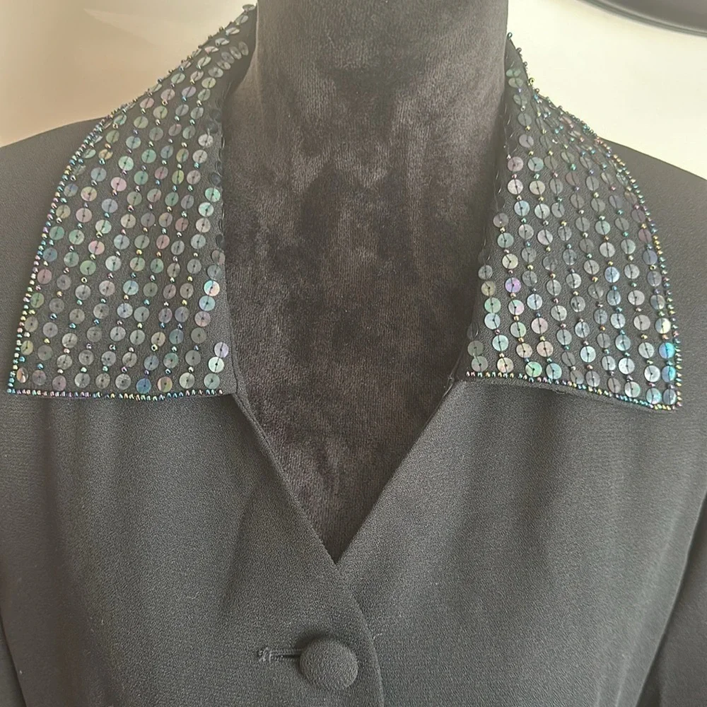 Clio Black Sequin Collar & Cuffs Jacket